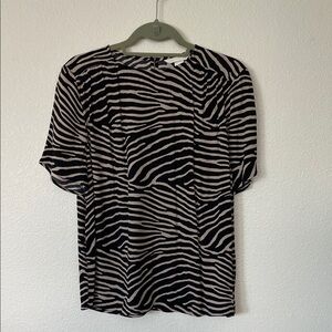 H&M Black and Tan Zebra Pattern Blouse